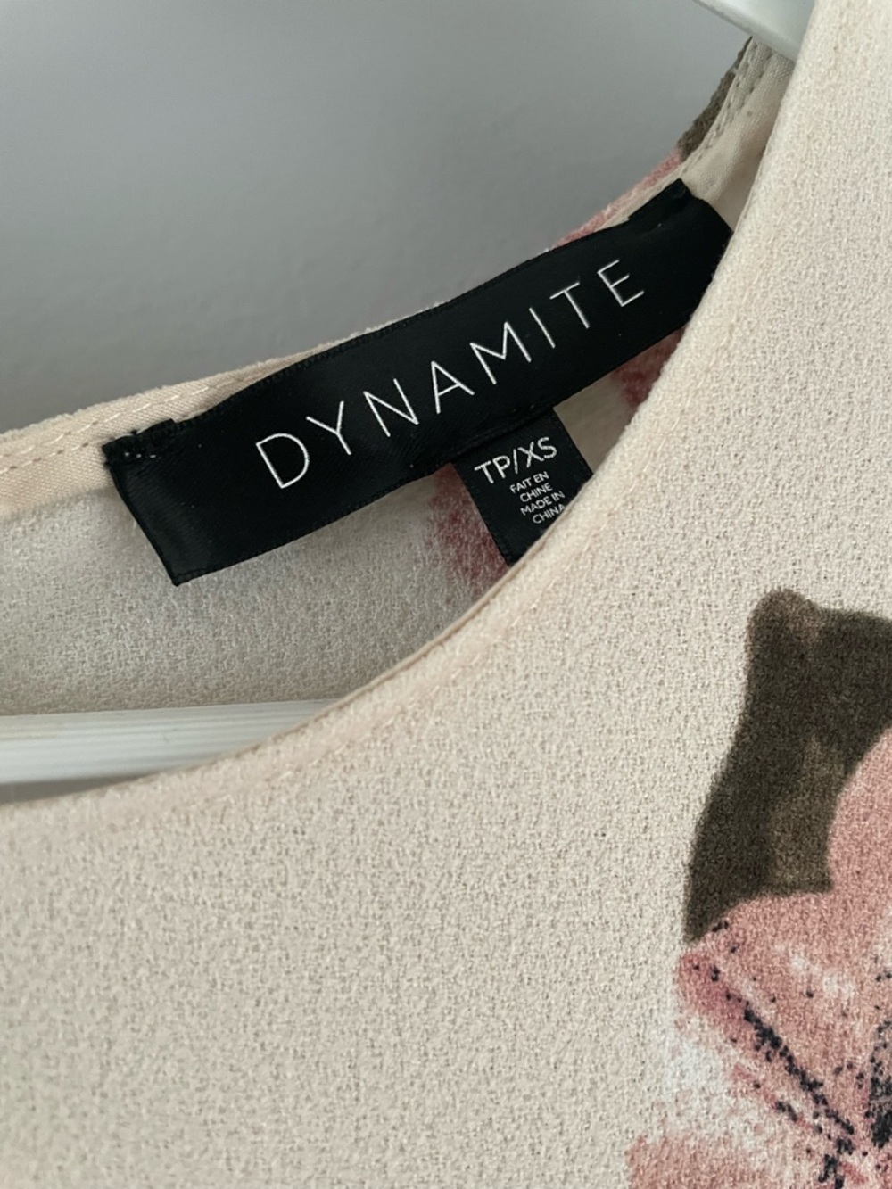 Dynamite Cream Sleeveless Mini Dress with Pink Floral Print - Picture 2 of 4
